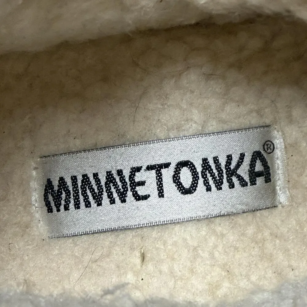 Minnetonka Slipper Booties Mens Size 11M Tan Suede Faux Fur Lined Cozy 400441